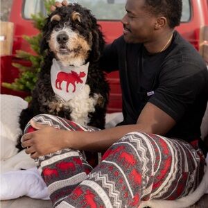 Lazy One Mens Fleece Pajama Bottoms - Red and Gray